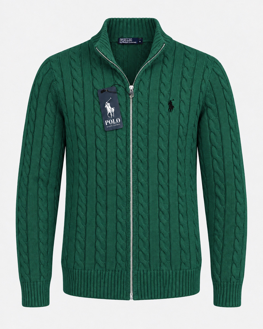 Polo Zipper Cable Knit - GREEN