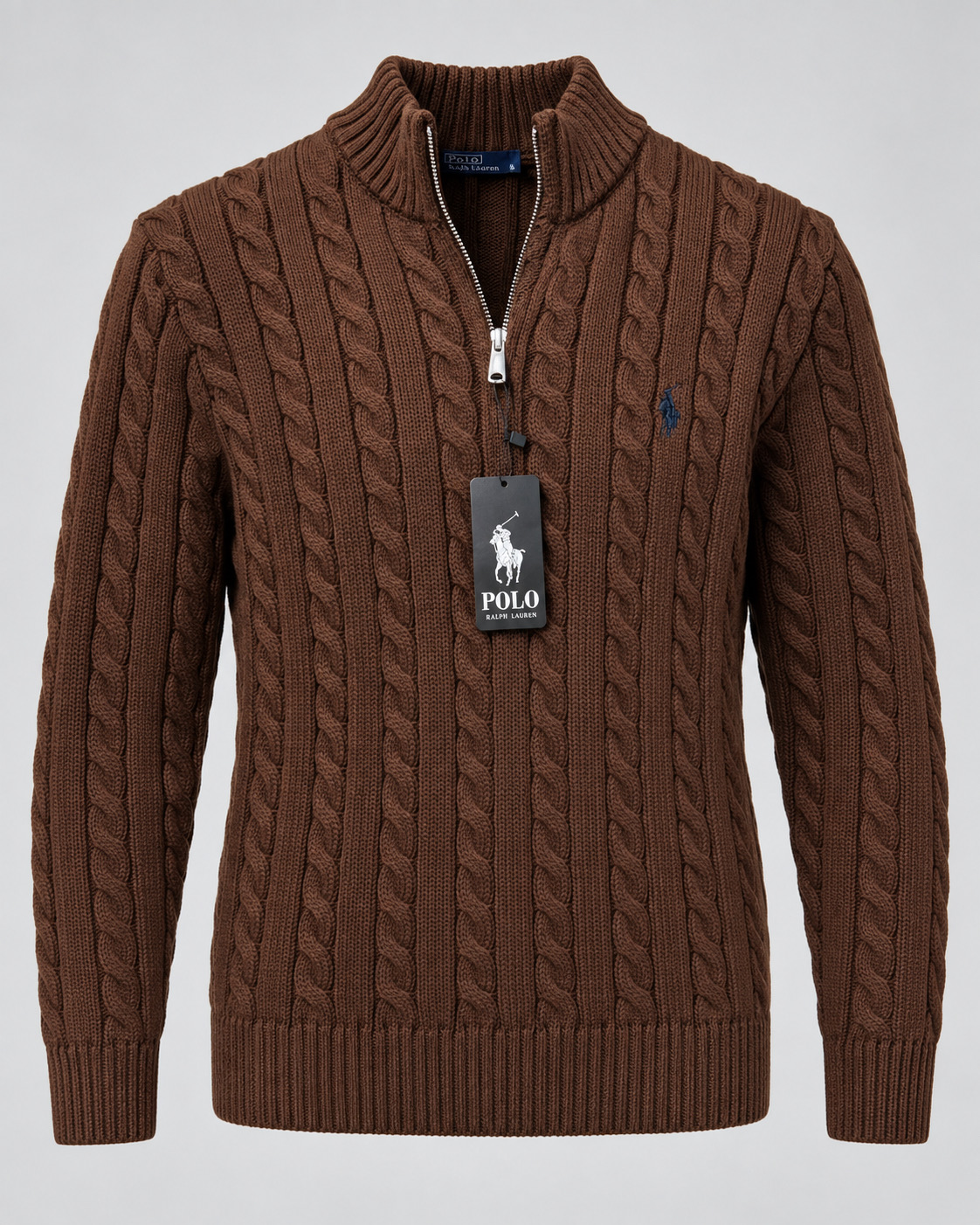 POLO RL Cable Knit Quarter Zip – Kafe