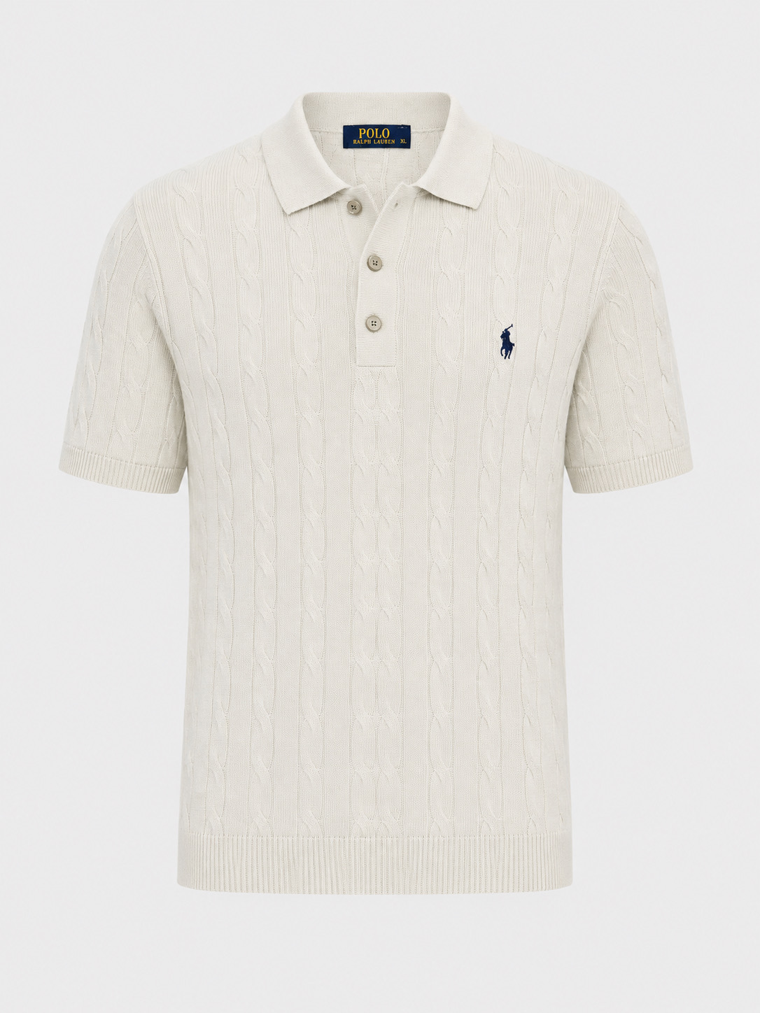Ivory Cableknit Signature Polo