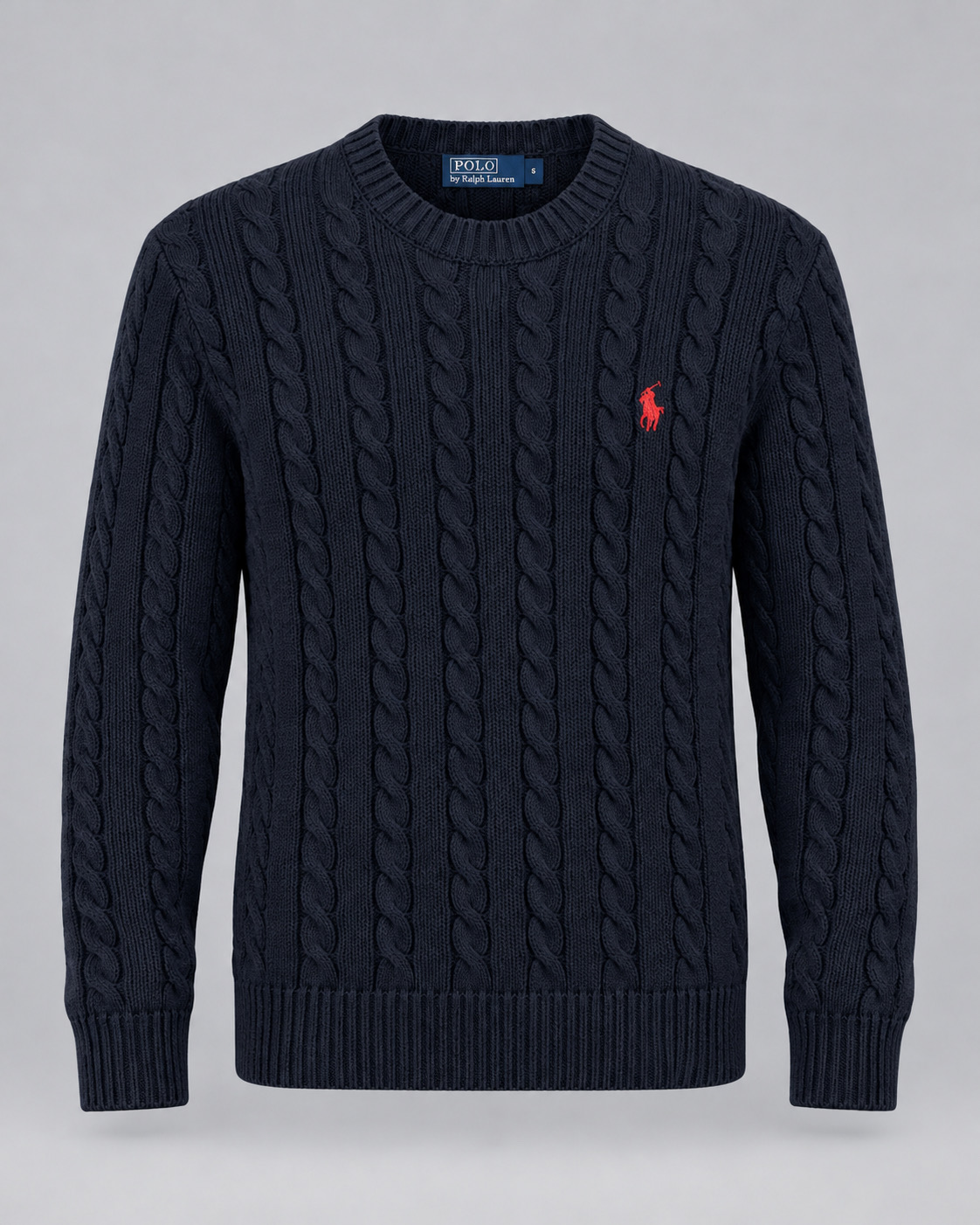 POLO RL CABLE KNIT - NAVY BLUE