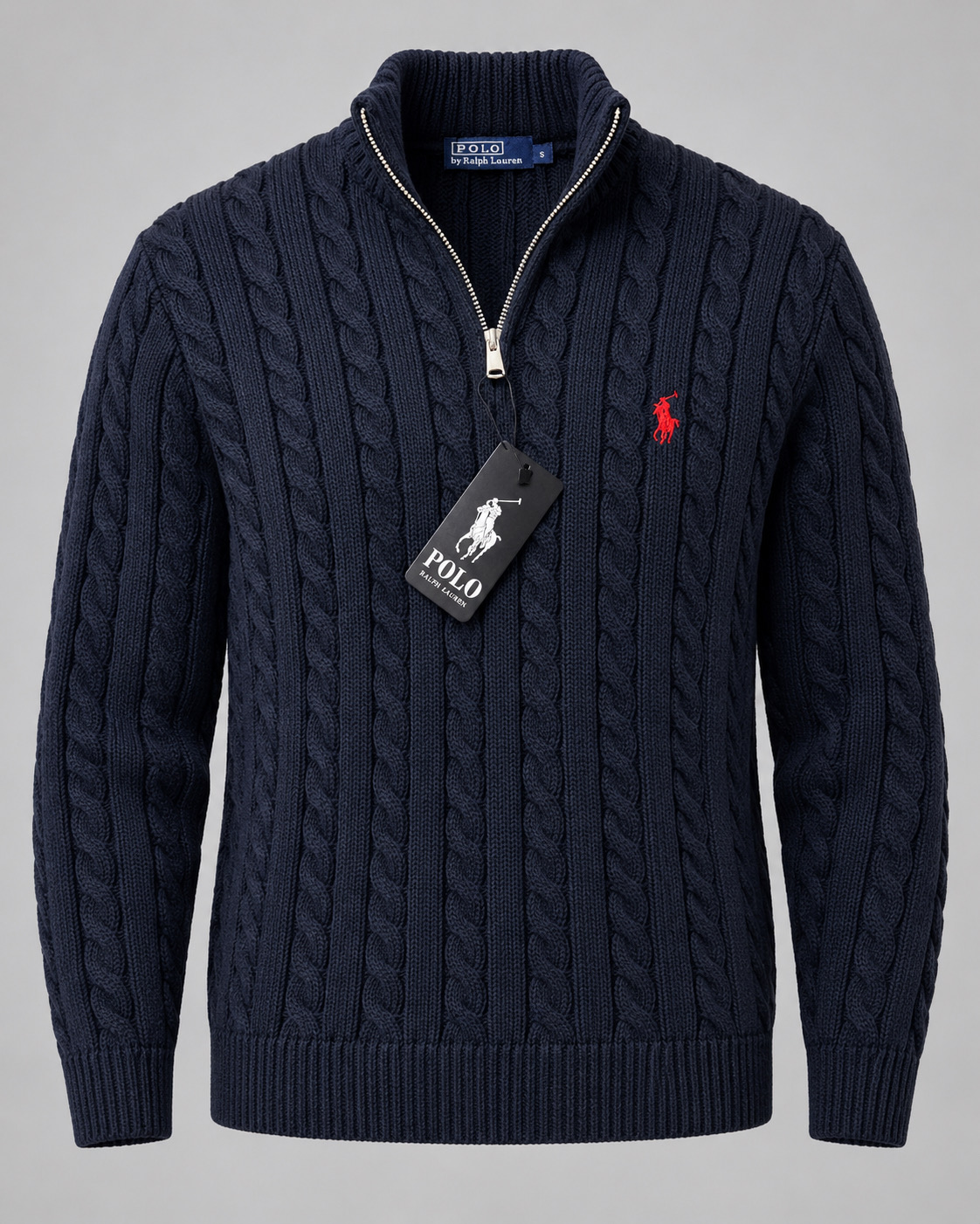 POLO RL Cable Knit Quarter Zip – Blu e Errët